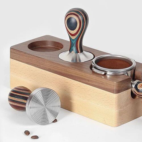 51/53/58mm Coffee Tamper Color Wood Round Handle Stainless S
