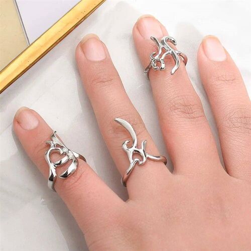 3 Pcs/Set Punk Exaggerate Irregular Opening Daily Fingertip