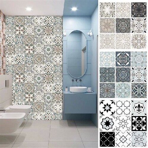 10Pcs/Set 10*10cm Retro Pattern PVC Tile Sticker Bathroom