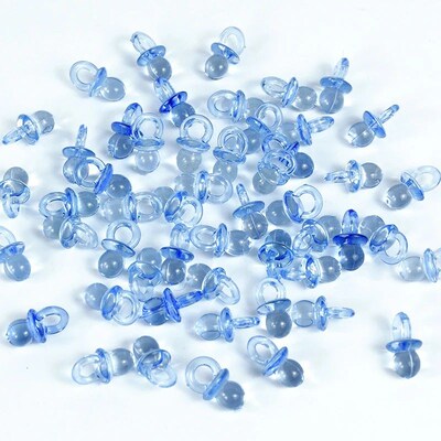50pcs Mini Acrylic Blue Pink Pacifier Nipple Gender Reveal