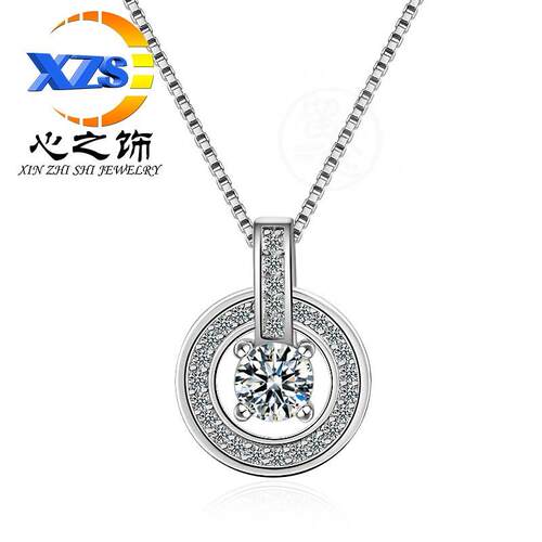 。Heart Decoration Day micro inlaid pendant womens collarbo