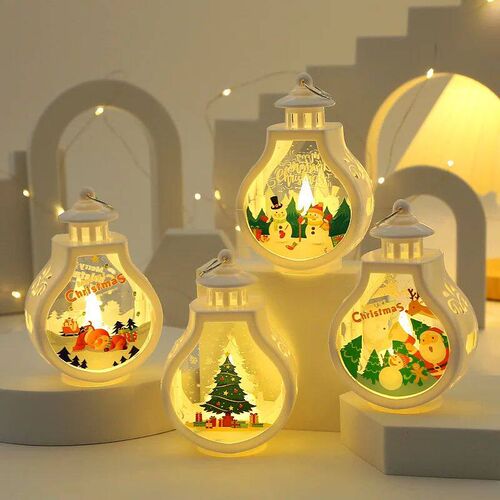 Christmas Portable Candle Holder Wind Lamp Table Lamp Snowma