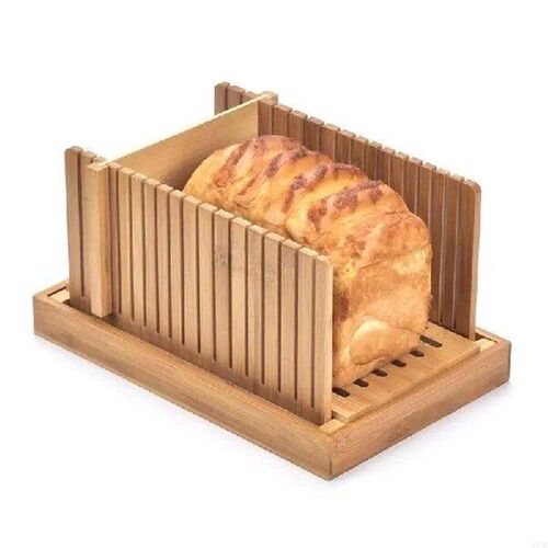 KX4B Foldable Bamboo Bread Slicer Cutter Loaf Cutting Guide