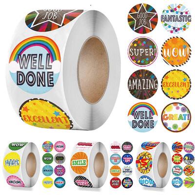 500pcs Cute Reward Stickers Roll with Word Motivational Stic
