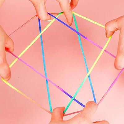 6PCS String Games For Kids Cats Cradle Rainbow Colored Rope