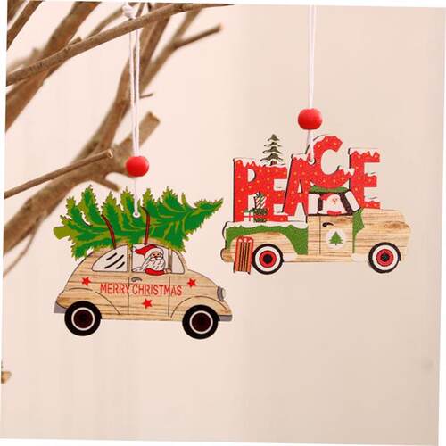 christmas decorationtree Old peoples car wooden pendant