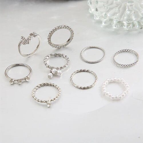 Bohemian Butterfly Pearl Rings Set for Women Shine Pearl Got