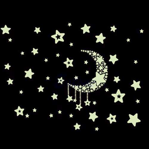 1 sheet glow in the dark moon and stars wall sticker baby be