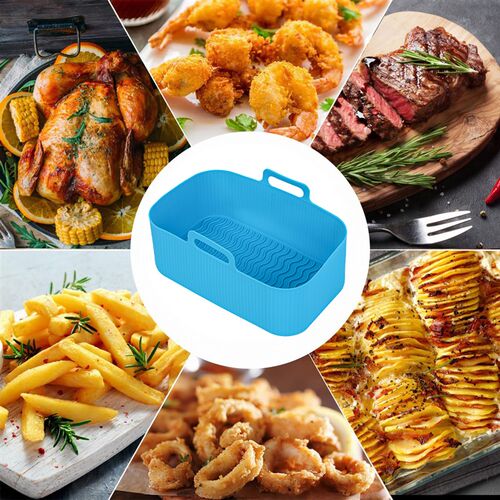 2pcs Air Fryer Silicone Tray Rectangle Oven Baking Tray Bask