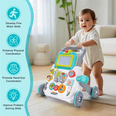 Baby Cartoon Push Walker Toy with Music Drawing Board Multif