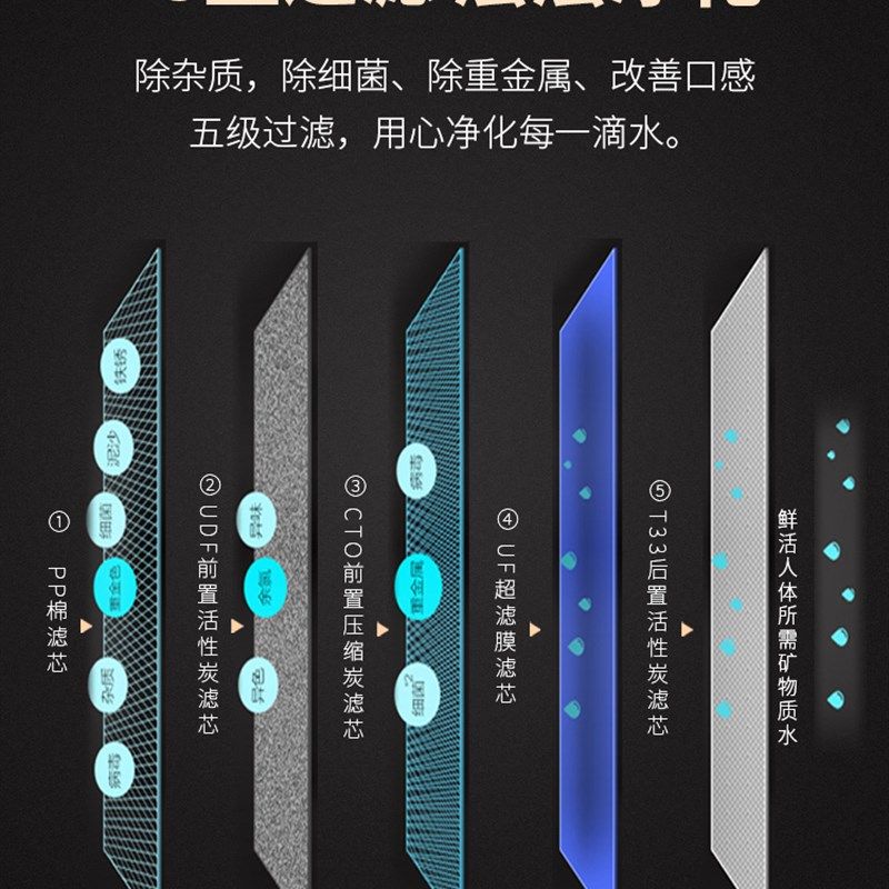 一体过滤溪辰茶吧机自来水五级家用饮水加热直饮免安装管线净水器
