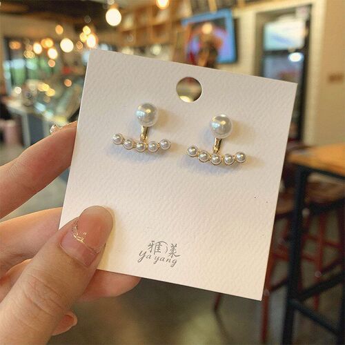 Fashion Korean Simple Anchorshaped Backwearing Pearl Doublew