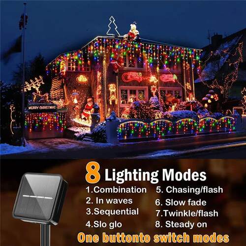 NEW 2024 Christmas Decorations Lights Solar Icicle Curtain L