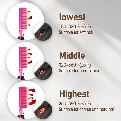 Pink Hot Comb Electric Hot Comb Heating Pressing Hair Straig