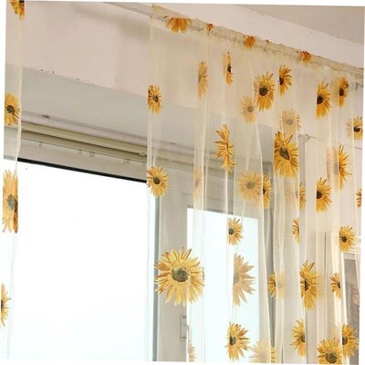 Sunflower Tulle Curta for Living Room Bedroom Kitchen Window