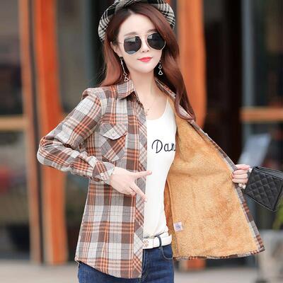 New Women Wool Thicken Plaid Shirts Female M-5XL Flannel Lon
