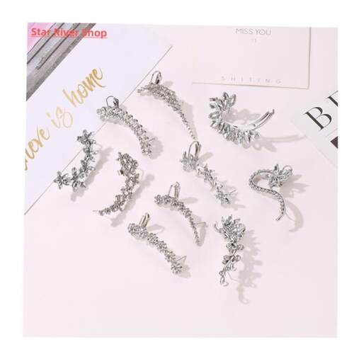 Bohemian NO Piercing Crystal Rhinestone Ear Cuff Wrap Stud C