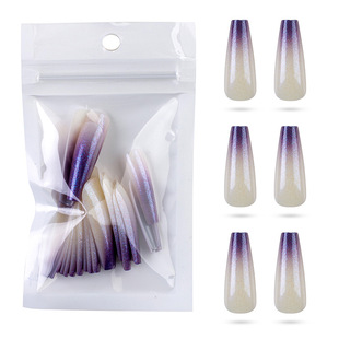 24Pcs Colorful Acrylic False Long Coffin Nails Fake Nails