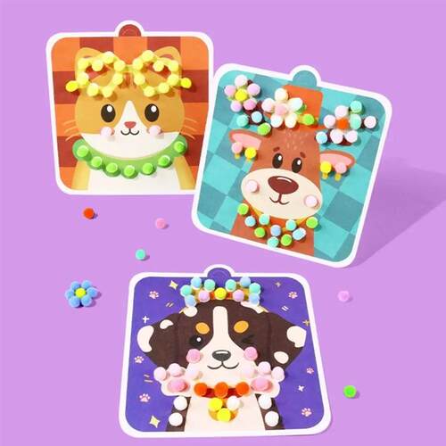 Handmade Material Childrens Sticker Book Hairball Education