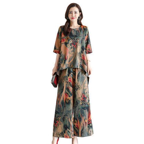 Summer new style loose suit women retro two-piece fashionabl