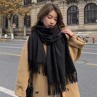 New Black Scarf Cashmere Woman Wool Ladies Scarf Warm Checke