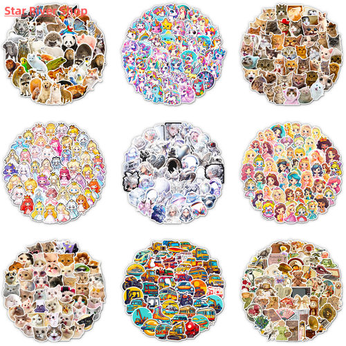 50PCS Cartoon Colorful Unicorns Stickers Aesthetic Scrapbook