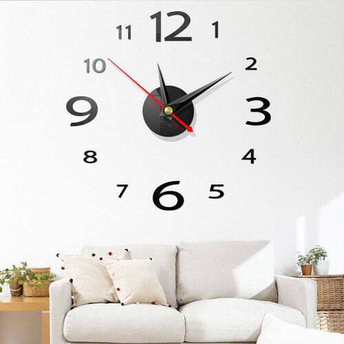 1Set Small Acrylic Modern DIY Wall Clock 3D Mirror Surface S