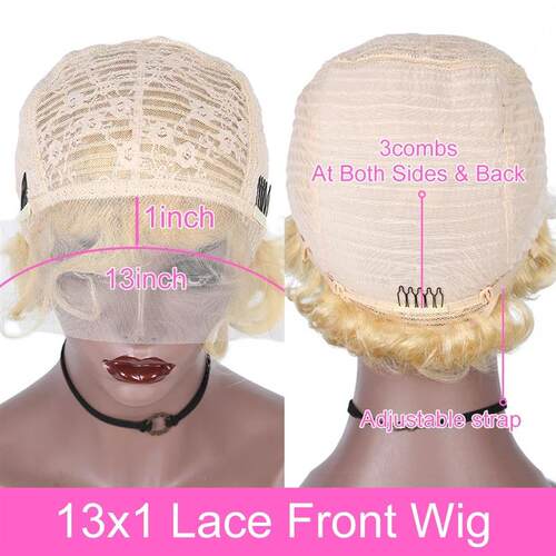 613 Blonde Short Pixie Cut Wig Human Hair Fumi Curly Human H