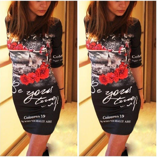 Summer Fashion New Casual Slim Dress  Mini Package Hip