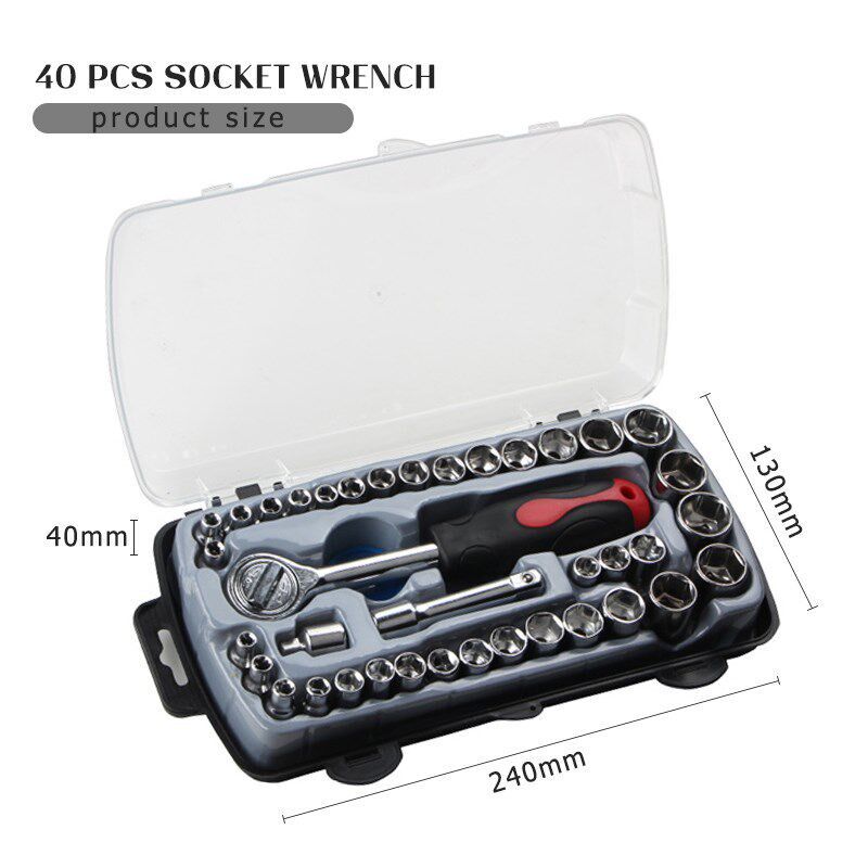 Socket Wrench Set 40Pcs 3/8 1/4 Adjustable Rat