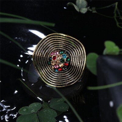Bohemian Colour Zircon Big Rings For Women Accessories Punk