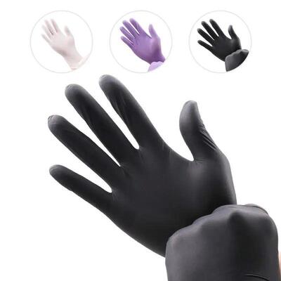 Nitrile Gloves Black 20pcs Food Grade Waterproof Powder Late