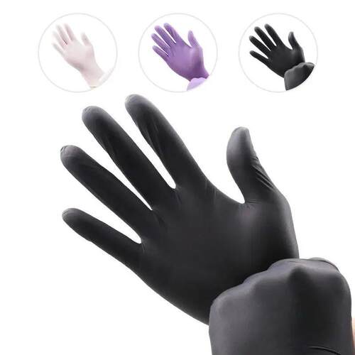 Nitrile Gloves Black 20pcs Food Grade Waterproof Powder Late