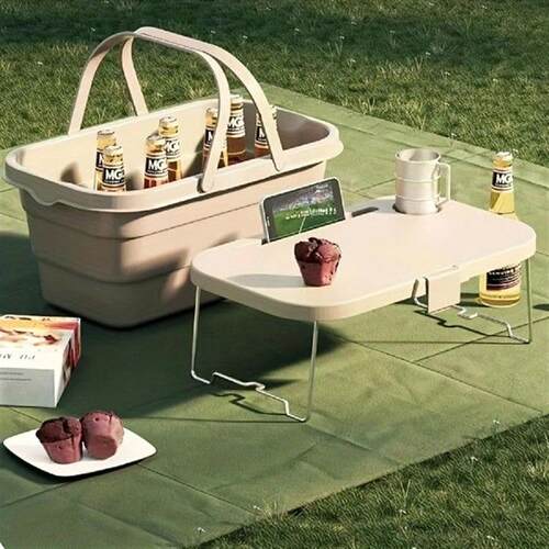 Sturdy & Spacious Foldable Picnic Basket With Safety Lid -