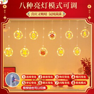 新年快乐LED彩灯闪灯挂饰20蛇年春节阳台窗户氛围装饰场景布置
