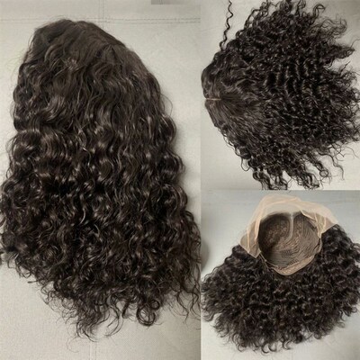 Bob Lace Wig Black Curly For Women Deep Water Curly Wave Hum