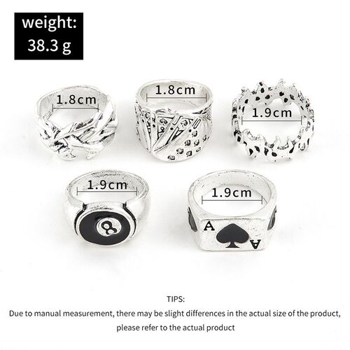 Vintage Punk Metal Multi Element Ring Set For Women Men Anti