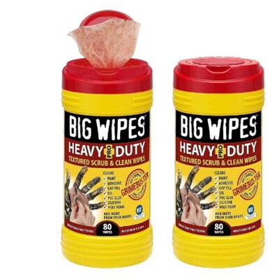 BIG WIPES Heavy Duty Industrial Textured  80Count (Pack of 2