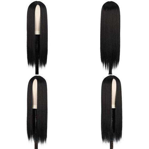 欧美黑色中分长直发假发女Black Hair African Long straight wig
