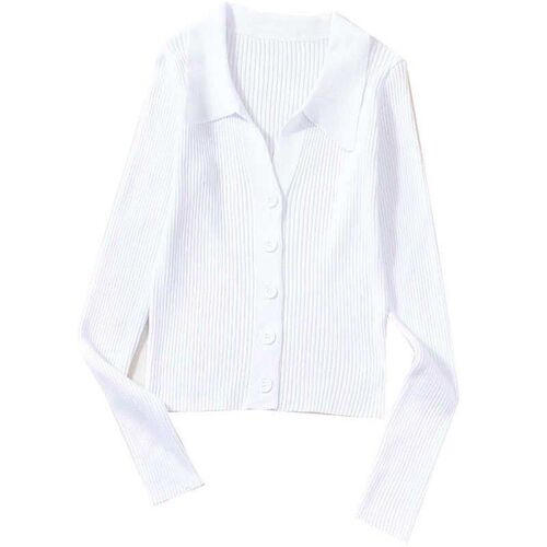Women Lapel Slim Slimming Tops Ladies Hollow Buttons Sexy V
