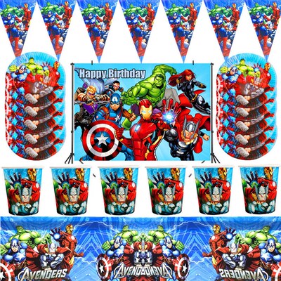 Super Hero Party Supplies Decorations Kids Birthday Disposab