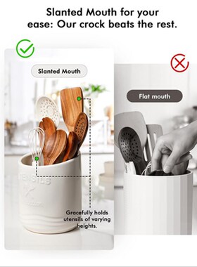 Ceramic Kitchen Utensil Holder for Countertop Large Cooking