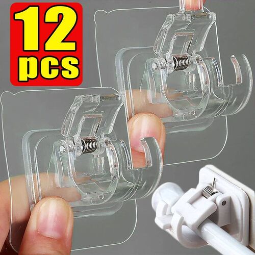 Self Adhesive Rail Hooks Nail-Free Curtain Clamp Rods Clips