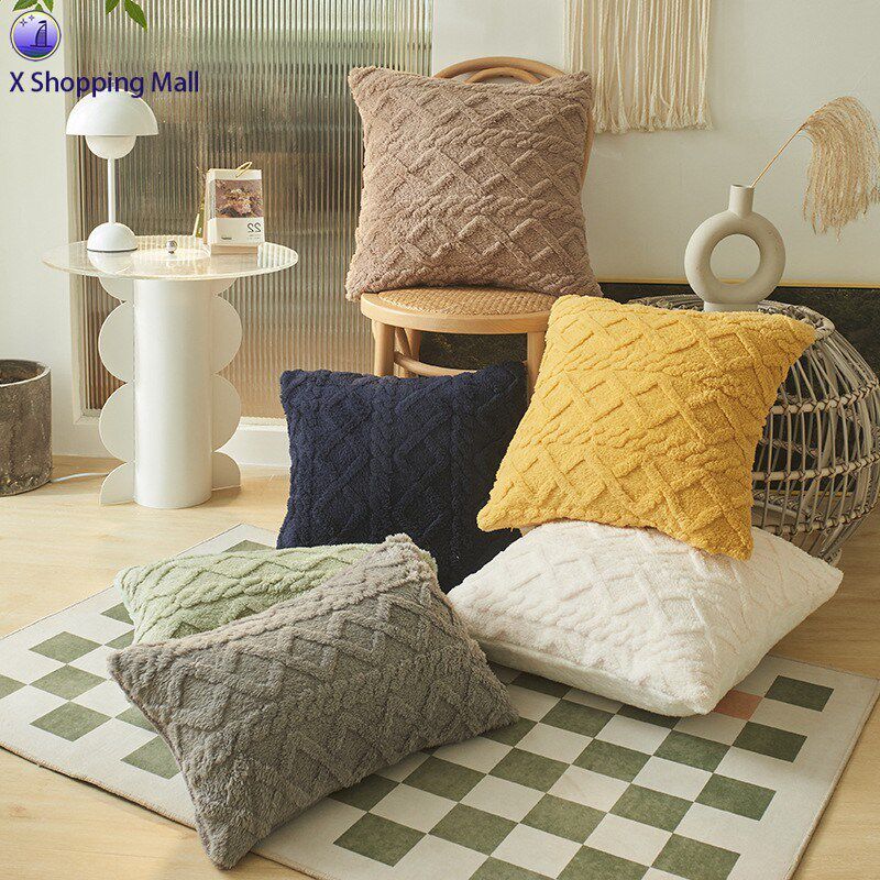 Winter Plush Geometric Sofa Cushion Cover Throw Pillow Case图片