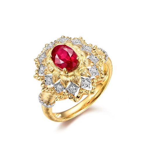 14K Gold Ruby Ring for Women Fine Anillos De Red Ruby Gemsto