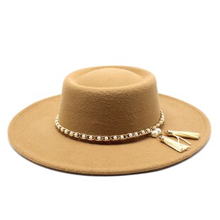 Summer Simple Solid Color Wool Felt Jazz Fedora Hats with Ch