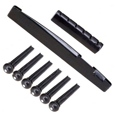 Portable 6-String Guitar Bridge Pins Saddle Nut Acoustic Cat