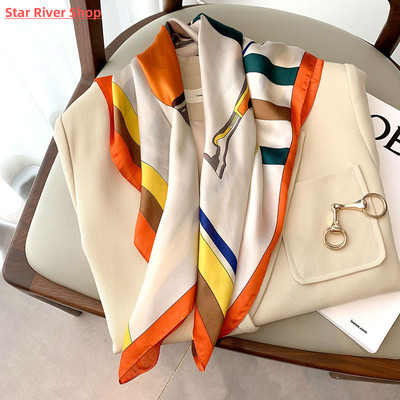 2022 New 70*70cm Silk Satin Hair Scarf Women Handkerchief Pr