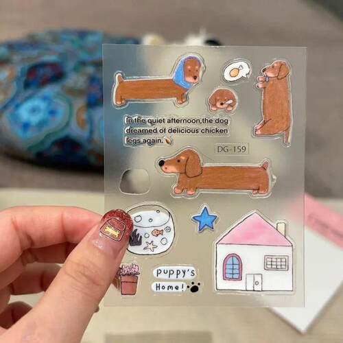 Cute Cartoon 3D Snowman Dogs Crystal Drop Rubber Stickers Ka
