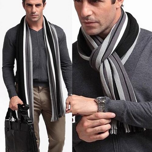 New fashion designer Men Classic Cashmere Scarf Winter Warm